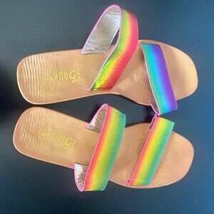 Rouge Helium Womens Size 8 Rainbow Flat Sandals